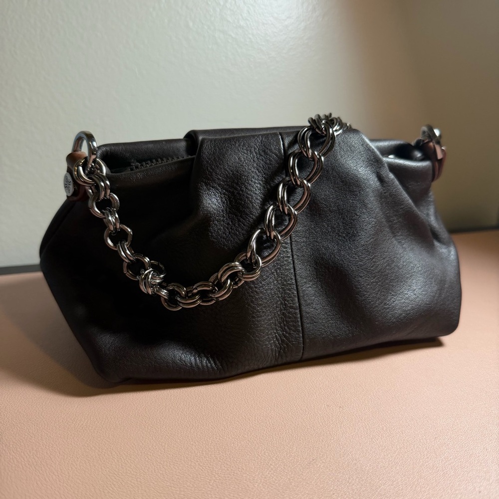 Simply Vera Vera Wang Brown Shoulder Mini Bag Chain Detail Minimal Chic NWOT